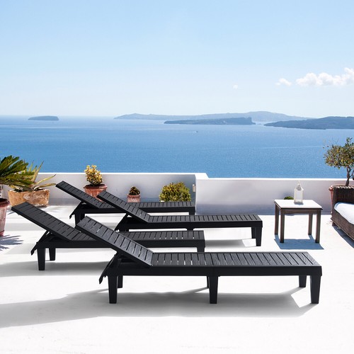 4 PC Patio Reclining Lawn Chairs set - Outdoor, Pool and Beach Lounger chair set - Picture 7 of 19