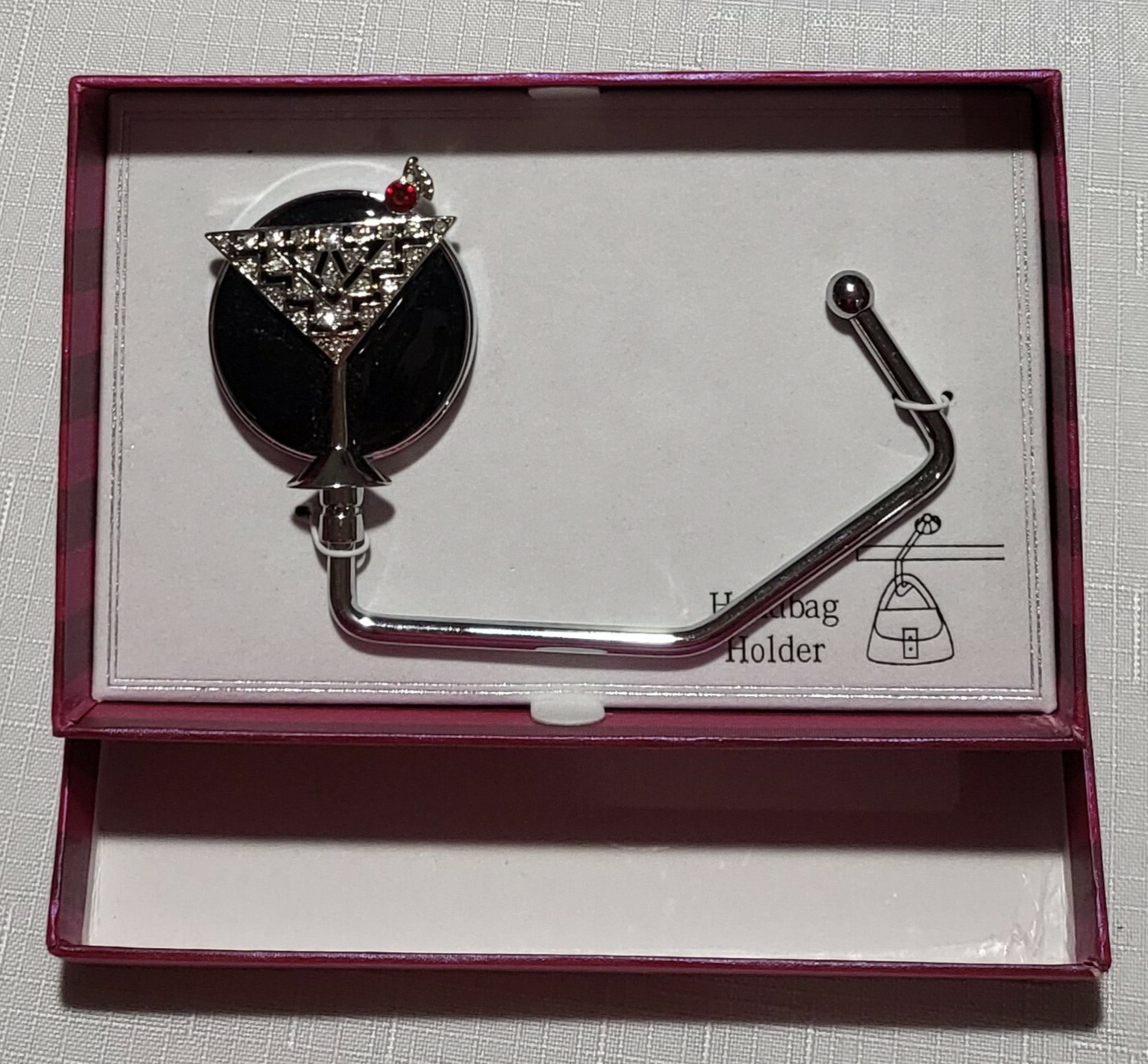 Handbag Purse Holder Wine Azalea Crystals New in Gift Box-image