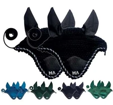 Majestic Ally 2 Pcs Handcrafted Crochet Fly Veil Braided Ear Net and for Horse