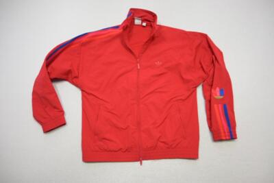 Adidas Track Jacket Red Full Zip Lined Performance Athletic