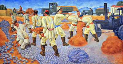 Building a Road : 1932 : N. Karaxan : Archival Quality Art Print 
