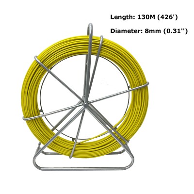8MM 426FT Fish Tape Fiberglass Reel Wire Cable Running Duct Rod With Brakes