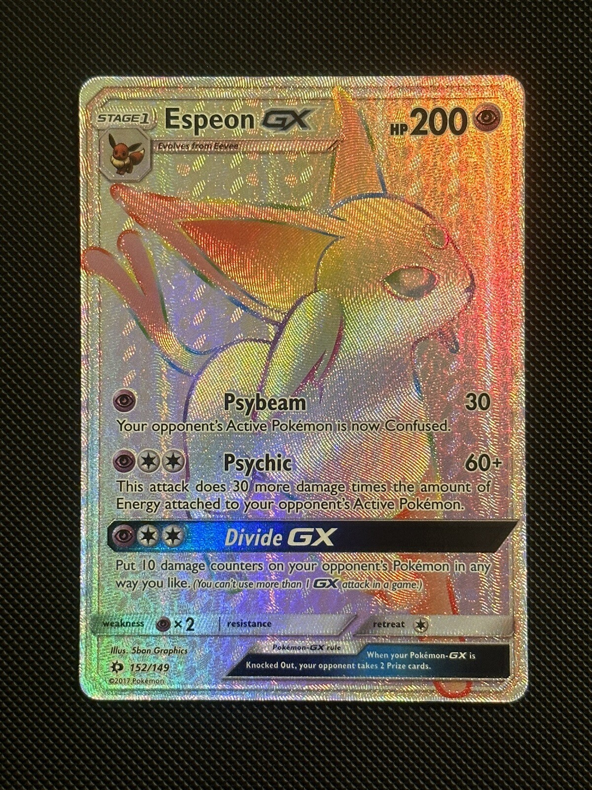 Espeon GX Rainbow Rare 152/149 Pokemon Sun & Moon Near Mint eBay