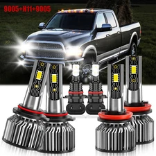 6Pcs LED Headlight High&Low Beam Bulb+Fog Light Kit For Dodge Ram 2500 2009-2010
