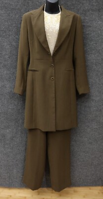 Vintage Tempo Paris Tunic Pantsuit Pantone Brown 2025 Jacket US 8 Pants US 10