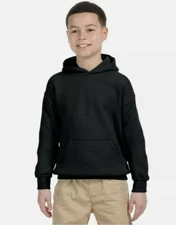 Gildan Heavy Blend Hooded Sweatshirt Pullover Youth Black Kids Youth Size LARGE