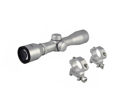 4X30 Compact Scope Silver Color Eye Relief 4.3''-6'' Wide Angle Plex Reticle