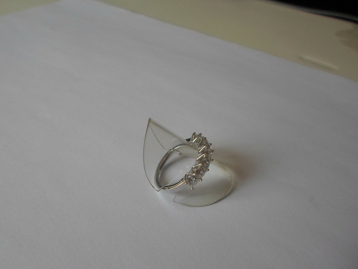 Bague Argent Massif Avec Zirconiums - Demi-tour, Taille 57, Occasion, Sans Marque