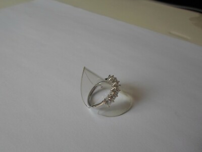 Bague En Argent Massif Avec Demi-tour De Zirconiums - Taille 55 - Occasion Portée