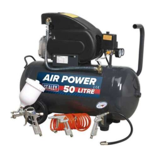 Sealey Compressor 50L Direct Drive 2hp with 4 Pieces Air Accessory Kit... - Picture 1 of 1