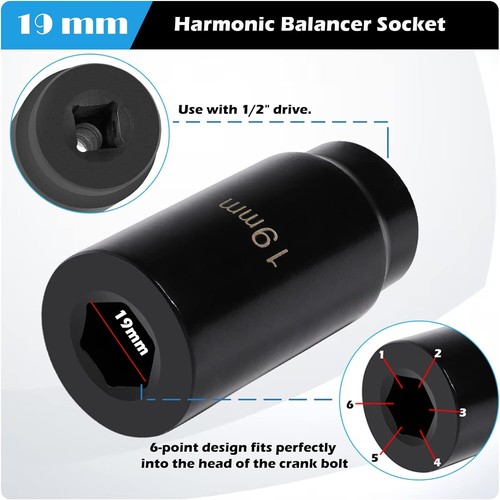 For Honda / Acura 19mm Harmonic Balancer Socket & 50mm Crankshaft Pulley Wrench - Picture 8 of 20