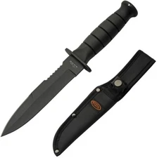 Rite Edge Elite Fixed Knife 5.5" 3Cr13 Steel Part Serrated Blade Rubber Handle