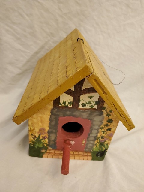 Garden Birdhouse Rustic Stand Wood Country Cottage Bird House Yard