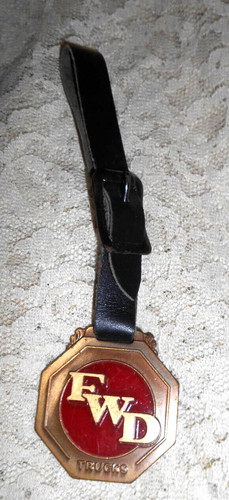 Vintage Enamel FWD Trucks Pocket Watch Fob Four Wheel Drive Auto Co