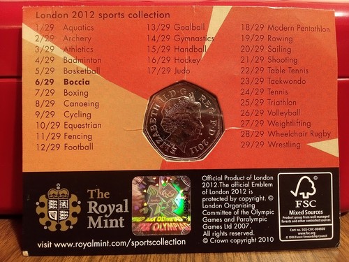 50 Pence London 2012 Sports Collection Boccia Coin - Picture 2 of 4