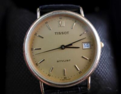 Elegant Classic Tissot Stylist Gold Plate Men's Date Quartz 34mm
