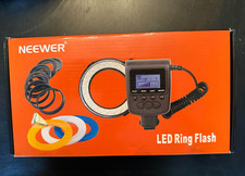 Neewer RF-550 Macro LED Ring Flash w/ LCD Display Screen Adapter Rings - NEW