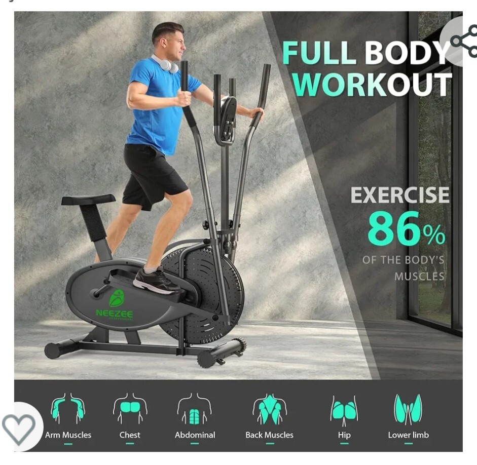 Neezee Elliptical Cross Trainer, Neezee 2 in 1 Cross Trainer Exercise