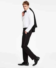 Kenneth Cole Men's Slim-Fit Tuxedo DRESS Pants COLOR BLACK SIZE 37WX 33L NEW