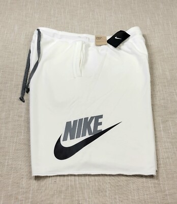 NIKE Alumni Shorts Size XL Mens White Black Silver French Terry