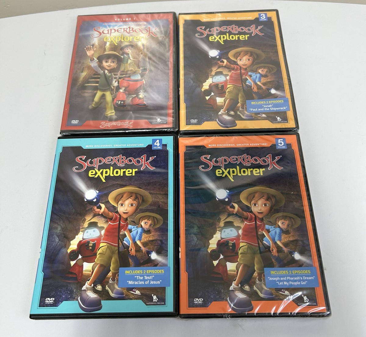 CBN Superbook Explorer DVDS Lot of 4 (8 Episodes) Vol 1 3 4
