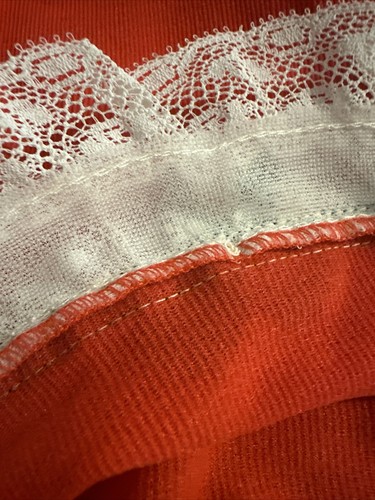 Sottoveste vintage Knikker-tites 100% nylon rosso, pizzo e ricamato floreale taglia L - Foto 8 di 11