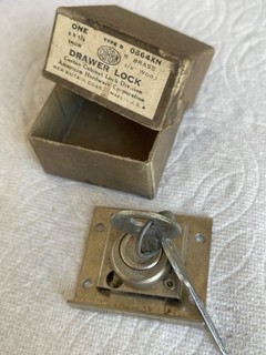 Vintage CORBIN Drawer Lock Deadstock with Original Box & 2 Keys NOS Antique