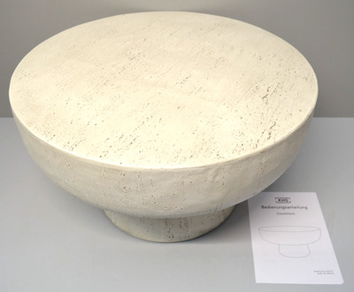 KHG Couchtisch Beistelltisch Wohnzimmertisch rund Travertino H 40,5cm, Ø 70,5cm