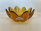 Vintage Blenko Amber Handblown Art Glass 8 Petal Bowl 5.5” Lotus Mid Century