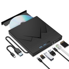 7 in 1 External CD DVD Drive With LAN Port Ethernet USB 3.0 Type C For PC