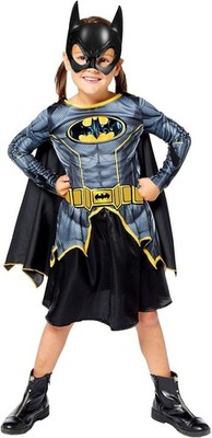 Amscan - Kinderkostüm Batgirl, Kleid mit Umhang, 3D Maske, 100 % recycelte Mater