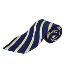 Vintage Brooks Brothers Navy Yellow All Silk Striped Woven In England