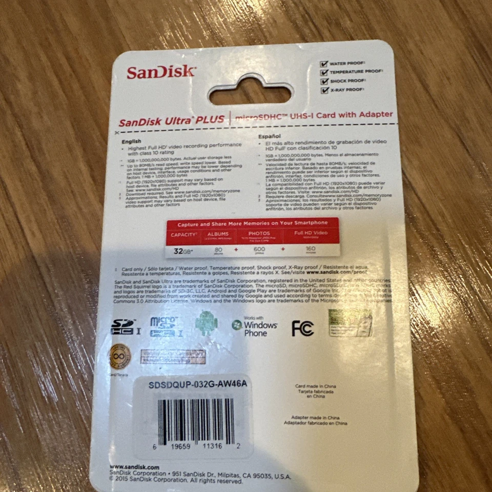 SanDisk 16GB Ultra Micro SDHC Memory Card With Adapter New Factory Sealed - Image 2 of 2