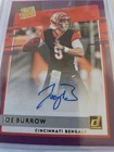NFL 2020 PANINI DONRUSS JOE BURROW RATED ROOKIE AUTO CARD 301 RC AUTOGRAPH
