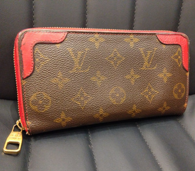 Louis Vuitton Monogram Zippy Long Wallet Retiro Brown × Red