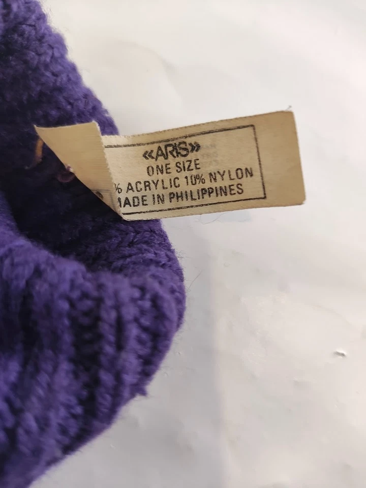 Винтажные женские Aris фиолетовый перчатки w/кожа ладони акрил/нейлон смесь один размер - Изображение 3 из 4