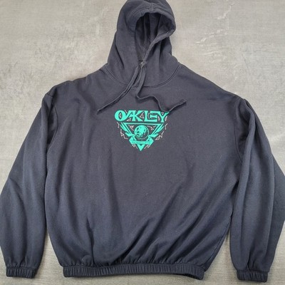 Oakley Seventy-Five Mens Black Teal Graphic Hoodie Regular Fit Medium