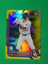2022 Bowman Draft Nick Biddison Yellow Foil /75 Los Angeles Dodgers #BD-165