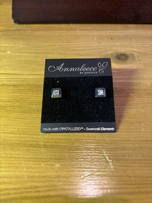 Annaleece by Devries with Swarovski Crystal Silver Tone Stud Pierced Earrings