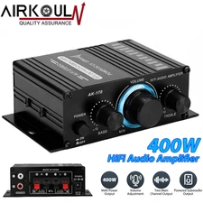 400W 12V 2 Channel Powerful Stereo Audio Power Amplifier HiFi Bass Amp Car Home
