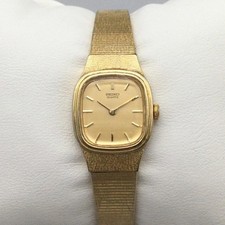 Vintage Seiko Womens Watch 16mm Gold Tone 2020-5779 New Battery 5.75"