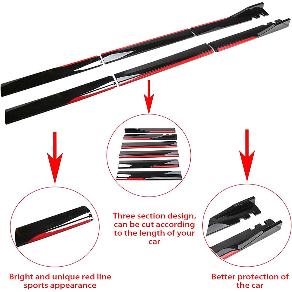 For Bentley Continental Glossy Look 86.6" Side Skirt Extension Spoiler Splitter