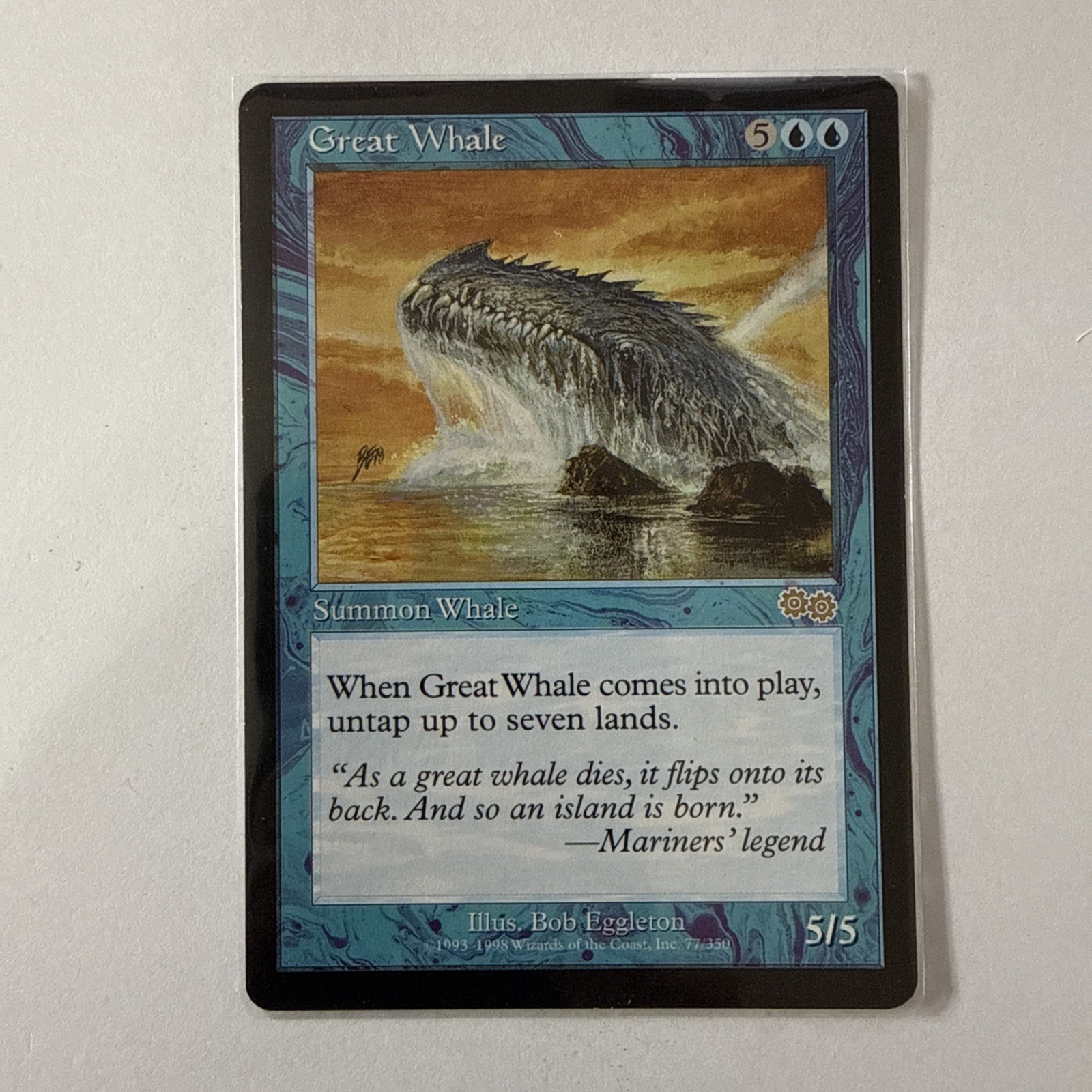 GREAT WHALE X1  MAGIC MTG URZA'S SAGA  EXCELLENT/LIGHT PLAY (EX/LP) 1998