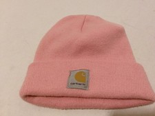 Carhartt Beanie Hat Pink Knit Cuffed Patch Logo Fall Winter One Size Workwear