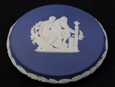 Wedgwood Dark Blue Jasper Jasperware Covered Oval Box