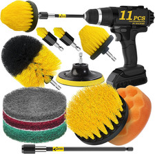 11 Piece Drill Brush Attachment Set Scouring Pads Power Scrubber Brush