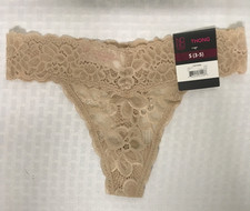 No Boundaries Thong Underwear Size S Beige Lace New with Tags