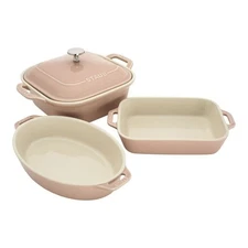 Staub Stoneware 4-pc, Macaron Mixed Baking Dish Set, light pink 🔥🔥🔥