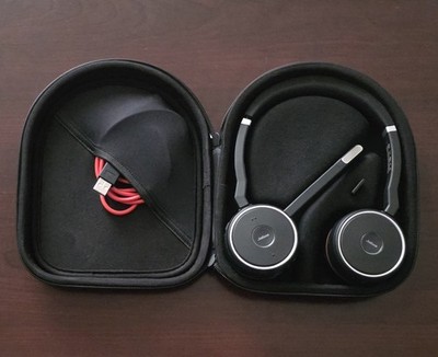 Jabra Evolve 65 UC HSC040W Wireless Bluetooth Headset w/ Case and Cable