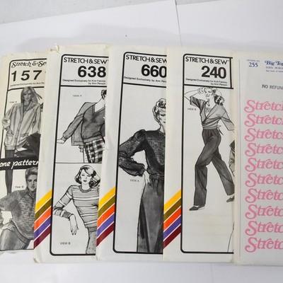 Vintage Stretch & Sew 1571 638 660 240 255 Pattern Lot Womens Tops Knit 28-44
